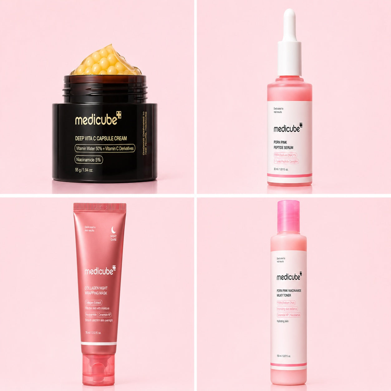 Medicube Glow Combo Set | Capsule Cream, Serum, Collagen Mask & Milky Toner