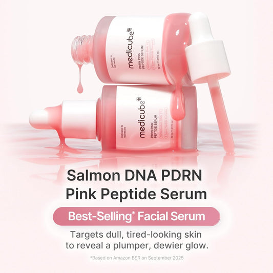 medicube PDRN Pink Peptide Serum Sodium DNA 1%, Pink glow serum, Peptide, Niacinamide, Hydrating & Moisturizing & Plumping, Uneven Skin Tone, Korean Skincare 30ML (1.01 fl.oz., Salmon DNA PDRN)