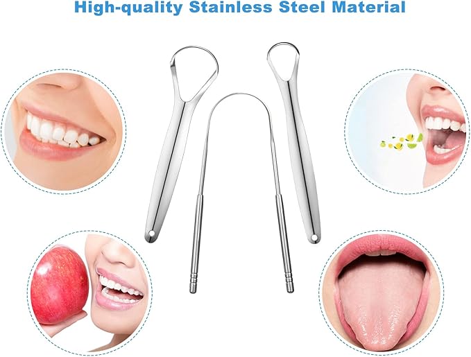 3 PCS Metal Tongue Scraper, Tongue Scrapers for Adults