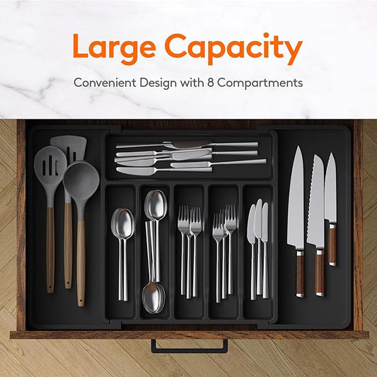 Lifewit Silverware Drawer Organizer, Expandable Utensil Tray for Kitchen