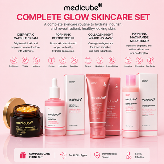 Medicube Glow Combo Set | Capsule Cream, Serum, Collagen Mask & Milky Toner
