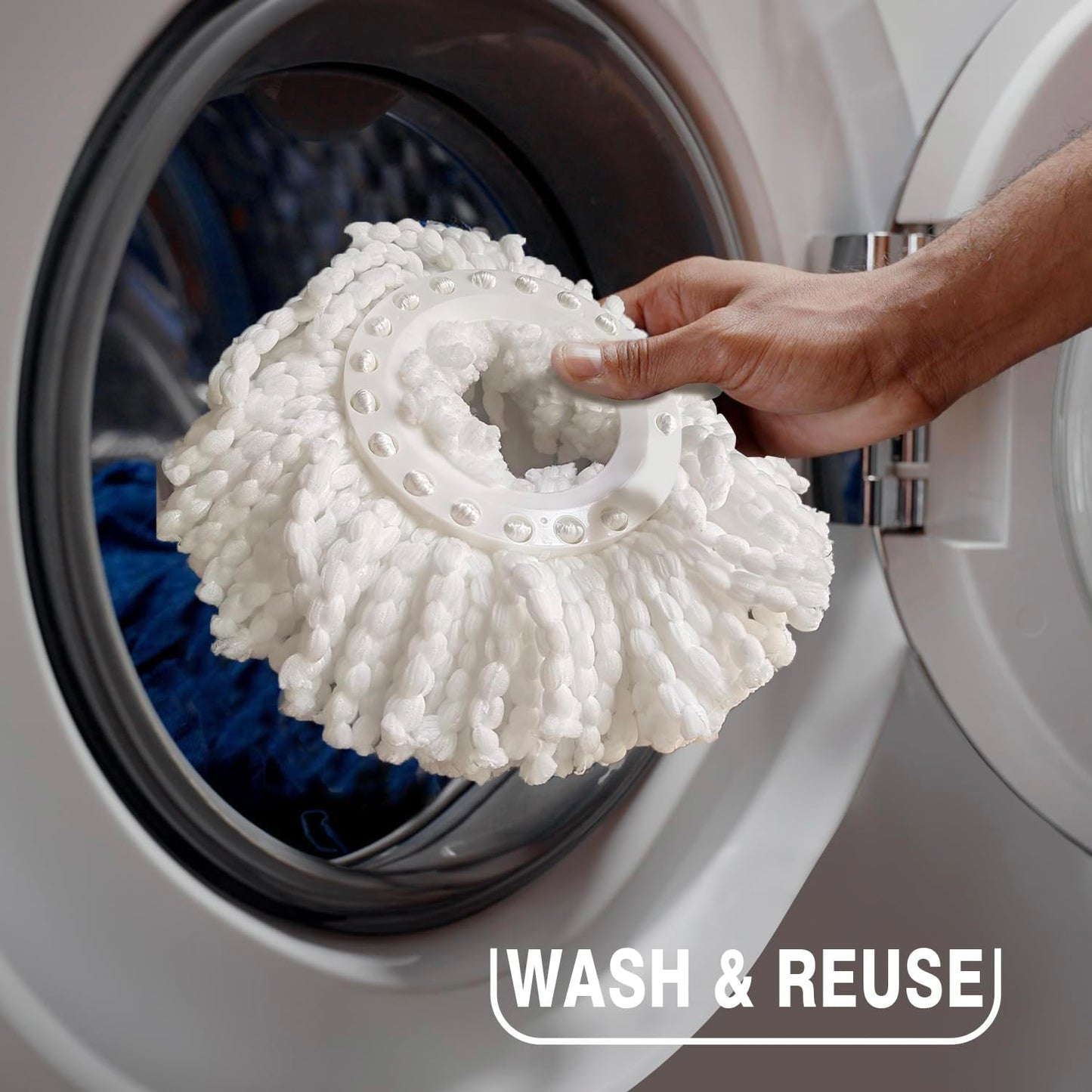 Spin Mop & Bucket Set System – Hands-Free Drying System with Stainless Steel Handle, 2 Microfiber Mop Heads, Removes 99% of Bacteria, Easy to Use, No Pedal, Machine Washable, for All Floor Types